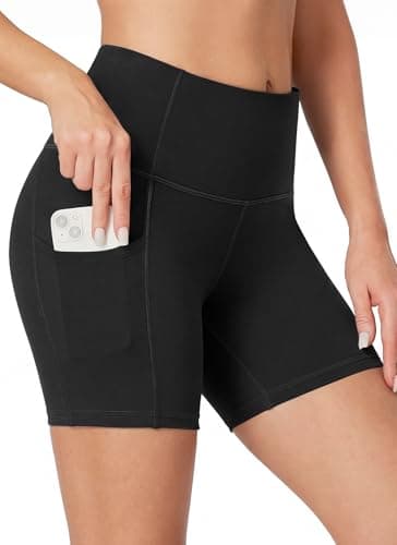 Heathyoga Biker Shorts Women Tummy Control 5" Workout Shorts Women with Pockets High Waisted Spandex Short for Gym Yoga