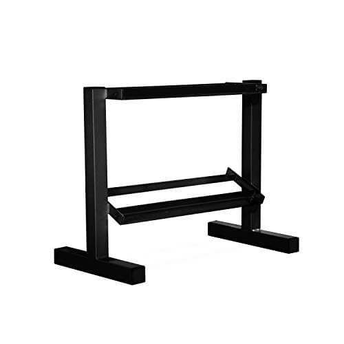 CAP White 24-Inch Dumbbell Storage Rack for Home Gym, 2-Tier Heavy-Duty Steel Weight Rack for Hex Dumbbells, Holds 5lb - 25lb Pairs