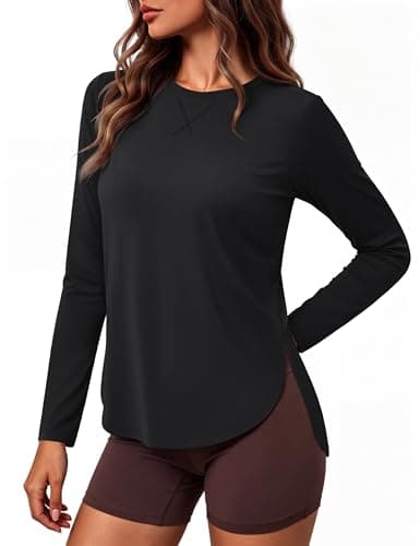 MAGCOMSEN Women's UPF 50+ Sun Protection Shirt Long Sleeve Quick Dry Breathable top Workout Hiking Fishing Tee,Black,S