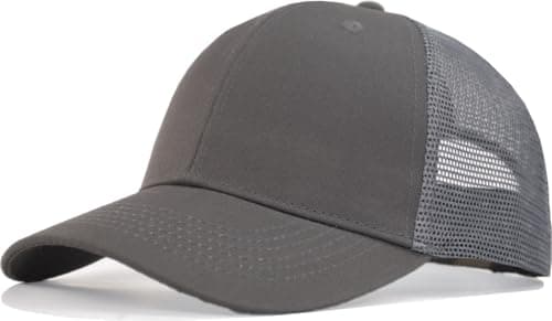 TSSGBL Classic Grey Snapback Trucker Hat Mesh Back Baseball CapBasic No-Logo Plain Blank Adjustable Summer Work Ball Cap for Women Men Dark Grey