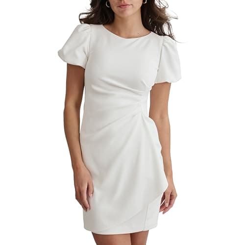 Tommy Hilfiger Women's Flutter Sleeve Scuba Dress , Ivory , 8
