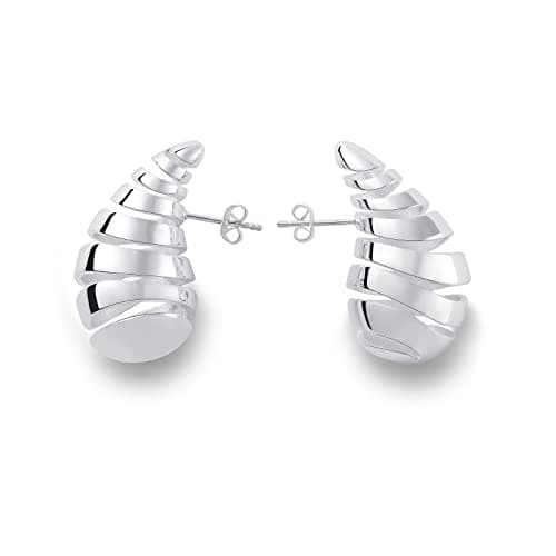 Apsvo Earring Dupes Chunky Silver Hoop Earrings for Women, Lightweight Drop Dangle Teardrop Waterdrop Earrings Hypoallergenic Trendy Fashion Jewelry (Spiral-Silver)