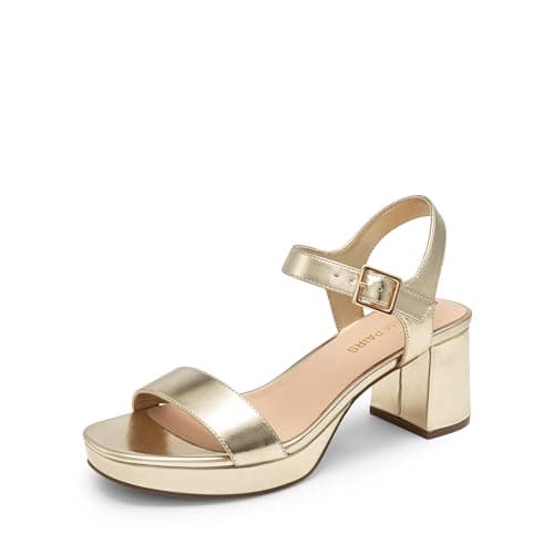 DREAM PAIRS Women's Platform Heels Block Chunky Open Toe Ankle Strap Heel Fashion Wedding Party Dress Sandals Shoes,Size 6,Light Gold,DWUMHS2507