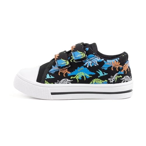 EUXTERPA Toddler Sneakers, Black Dinosaur, Big Kid Size 1