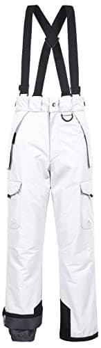 CREATMO US Men's White Large Snow Pants, Water Resistant Insulated Ski Snow Suits