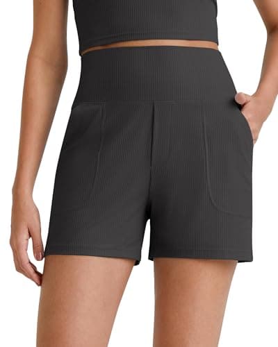 G4Free Athletic Shorts for Women High Waisted Running Yoga Casual Bermuda Shorts with Pockets Summer Short Trousers(Black, XL)