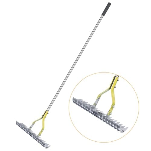 BARAYSTUS Thatch Rake, 15‑Inch Wide Dual‑Side Dethatching Rake for Lawn