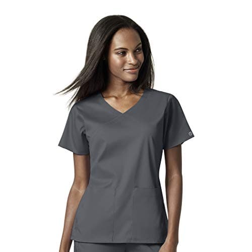 WonderWink womens Women's 4 Pocket Wrap Top Medical Scrubs Shirt, Pewter, X-Large US