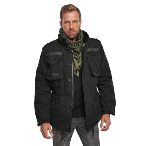 Brandit M-65 Giant Jacket - Breathable Field Jacket for Man, with Removable Inner Lining and Concealed Hood, Black - Us-3X-Large