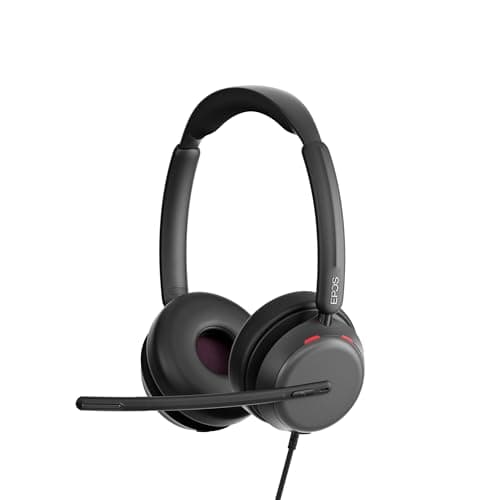 EPOS Impact 860 ANC Double-Sided Wired Headset with Active Noise Cancellation, USB C & USB A, Lightweight, Comfortable Fit, Microsoft Teams & Zoom Compatible for Office Work, Black