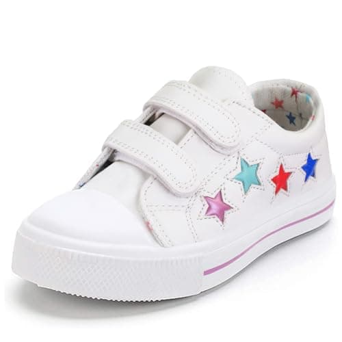 K KomForme Toddler Sneakers for Boys and Girls Dual Hook and Loops Sneakers Baby Canvas Shoes