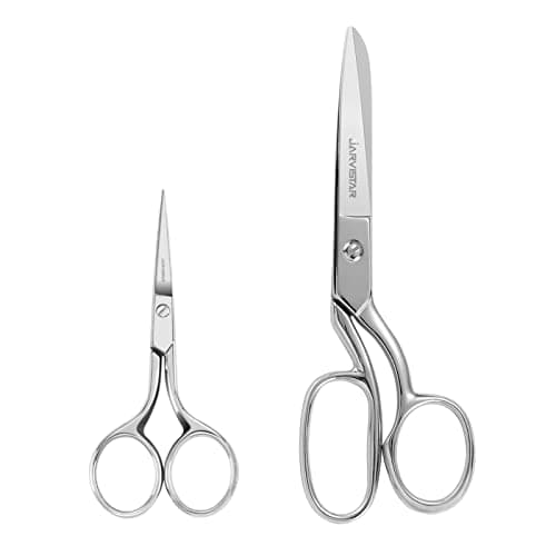 JARVISTAR 2 Pack Heavy Duty Fabric Scissors: Stainless Steel, Sharp Blades for Embroidery, Fabric Sewing, Leather Craft (4 & 8 inch)