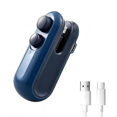 1 Pack Blue Mini Bag Sealer, 2-in-1 Portable Heat Sealer & Cutter, USB Rechargeable Handheld Food Sealer for Plastic Bags, Chips, Snacks, Kitchen & Travel (Blue, 1 Pack)