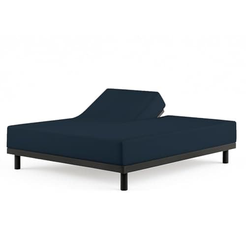 1 PC Top Split King Fitted Sheet for Adjustable beds, 34" Split, Navy Blue