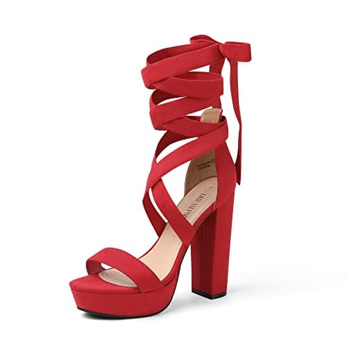 DREAM PAIRS High Chunky Block Platform Heels for Womens Strappy Gladiator Sexy Open Toe Dressy Sandal SDHS2205W Red 5