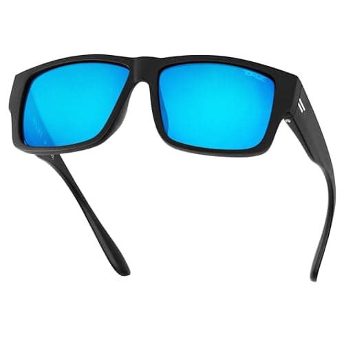 TOROE Matte Black VALLEY Z87+ Polarized TR90 Sunglasses Anti-Glare Polycarbonate ANSI Safety Rated Glasses (Matte Black | White Emblem | Baja Blue)