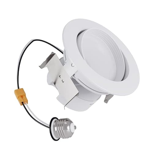 HALO RA 4 inch LED Recessed Light Trim with Adjustable Gimbal, Selectable Lumens and Selectable Color Temperature, Dim-to-Warm Feature, Damp Location Rated RA4LS9FSD2W1EWH
