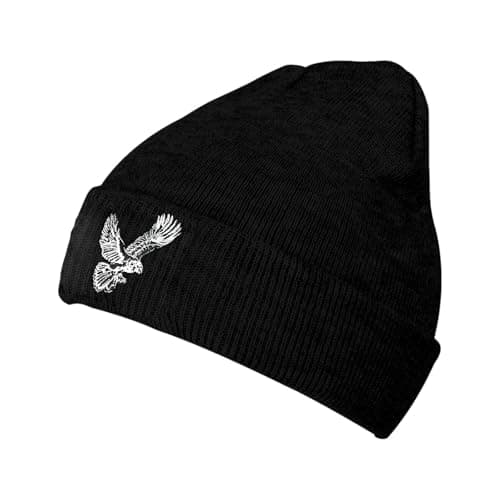 Bird Black Beanie Hat for Men Women Embroidered Knit Winter Beanies Cap