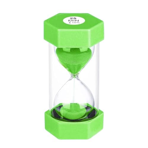 YLTIMER 25 Minute Hourglass Sand Timer, Plastic Sandglass Watch Timer, Unbreakable Green Sand Clock Hour Glass 25 Min for Classroom, Games (Green)