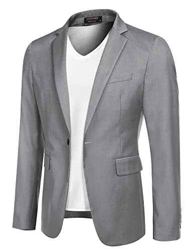 COOFANDY Mens Casual Blazer Sport Jackets Business Slim Fit Lightweight Dress Jacket Suit (Light Grey L)