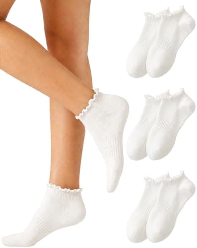 Yawlsow Ruffle Ankle Socks Womens Cute No Show Socks 3/6 Pairs