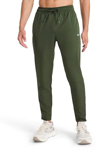 Reebok Men’s Dominator Pant, Standard Fit, 30” Inseam, Lightweight Stretch Poly Fabric, Duffel Bag, Small