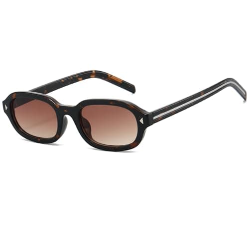WSupikio Retro Rectangle Sunglasses for Women Vintage 90s Y2K Small Fashion Thin Slim Square Sunnies (Tortoise/Brown)