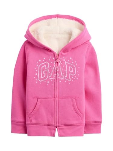 GAP Baby Girls Cozy Logo Full Zip Pink Azalea, 18-24M