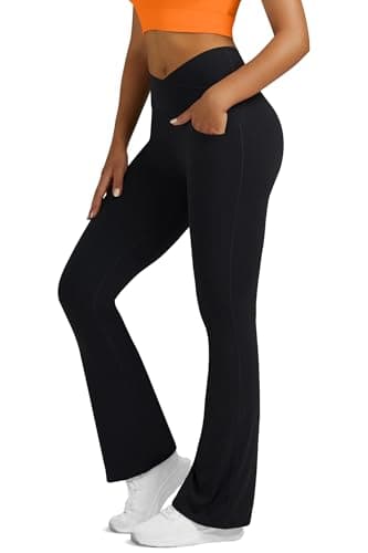 Yoga Pants for Women Flare Leggings with Pockets Crossover Yoga Leggings
