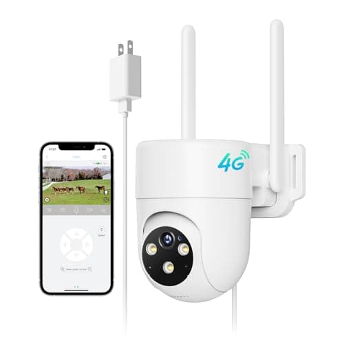 LIWAN 4G LTE Cellular Security Camera Wired, No WiFi Security Camera Outdoor Indoor, Plug-in for 24/7 Recording, 2K Color Night Vision, 360° View, 2-Way Talk, Built-in SIM Card, White, 1 Pack
