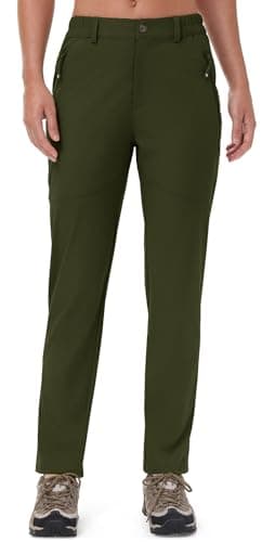 Rdruko Women's Hiking Pants Lightweight Quick Dry Water Resistant Outdoor Travel Work Pants,Army Green, XXL
