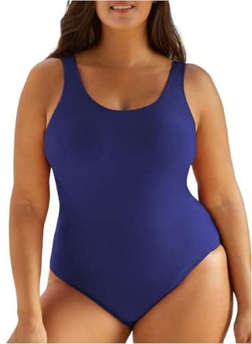 Eytino Women Plus Size Swimwear Back Crisscross One Piece Swimsuit Tummy Contro Bathing Suit,5X Navy Blue