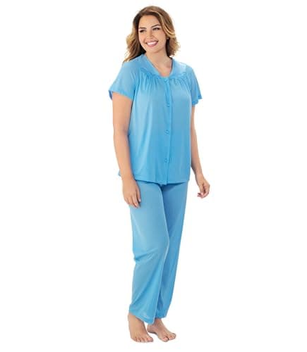 Exquisite Form Women's 90107 Nylon Tricot Short Sleeve Matching Pajama Set