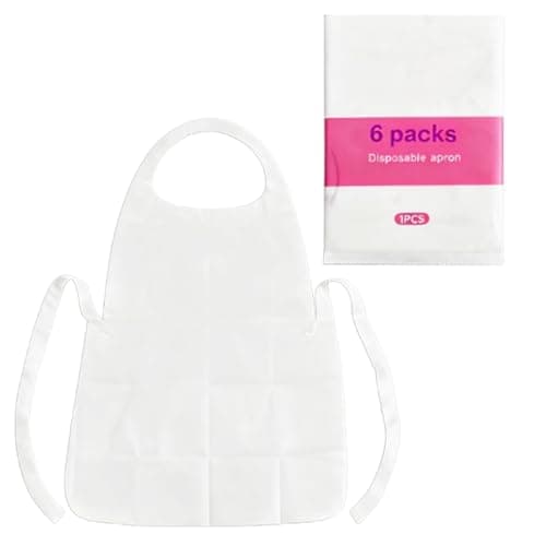JOSDIOX Aprons 6-Pack White Disposable Non-Woven Aprons 40 x 74cm/15 3/4" X 29 1/2" - Single Package For Daily Cooking And Household Protection