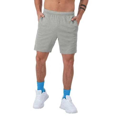Champion Men's Sport Shorts, Standard Fit, 7 Inch Inseam, Lightweight Fabric, Moisture-Wicking, Available in Regular and Big & Tall, New Manhattan Mist Heather, Large