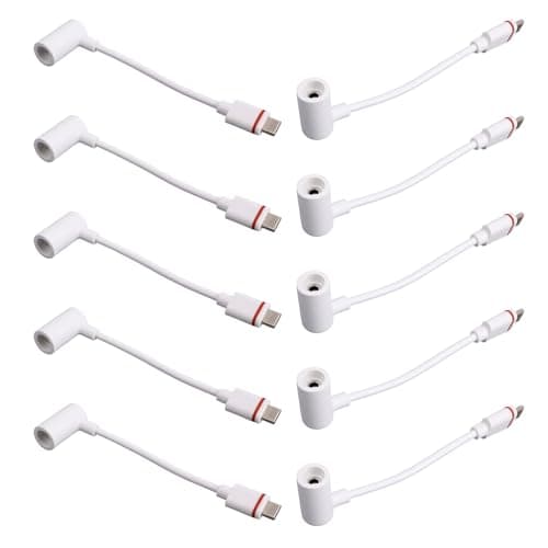 BTFO 10pcs Barrel Plug to USB-C Adapters, White Barrel Plug to USB-C Adapter Replacements Compatible with Spotlight Cam Plus/Pro & Stick Up Cam Pro Battery/Solar