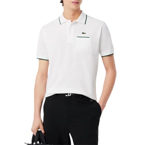 Lacoste Men's Classic Fit Pocket Accent L.12.12 Polo Shirt, White/Green, 4X-Large