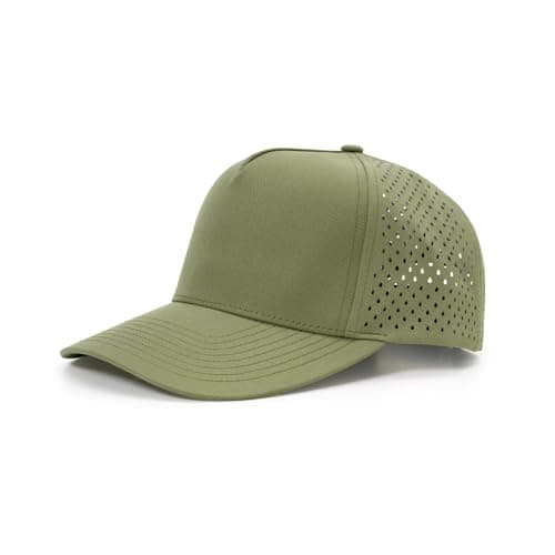 2THESTARS Men Quick Dry Water Resistant 5-Panel Mesh Snapback Baseball Cap Adjustable Hat 22"–23.6"(56–60cm) for Golf Running Workout - Light Army Green