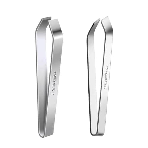 shuielai Seafood Fish Bone Remover Tweezers Set 1 Flat Tip 1 Slant Tip Stainless Steel Kitchen Seafood Tweezers for Fish Shrimp Crab Bone Picking Vein Removing Seafood Processing