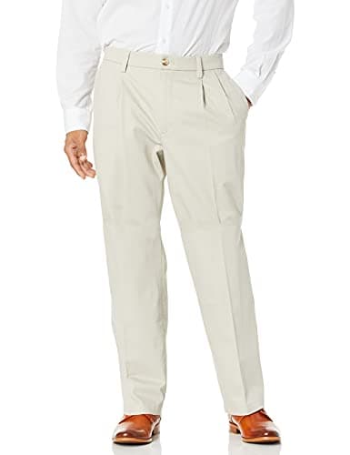 Dockers Men's Relaxed Fit Signature Khaki Lux Cotton Stretch Pants - Pleated, Cloud, 38W x 29L