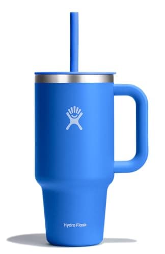 Hydro Flask 32 Oz Travel Tumbler with Handle, Lid and Straw - Insulated Stainless Steel in 32 Oz Cascade Blue