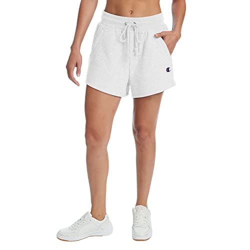 Champion Reverse Weave Fleece-Drawstring, Women’s Shorts, 3', Gfs Silver Grey C-Patch Logo, Small