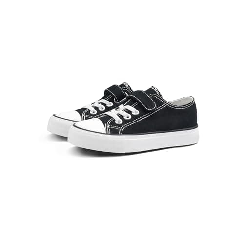 ANTLULU Boys and Girls Canvas Kid Shoes Adjustable Design Fashion Casual Sneakers Black