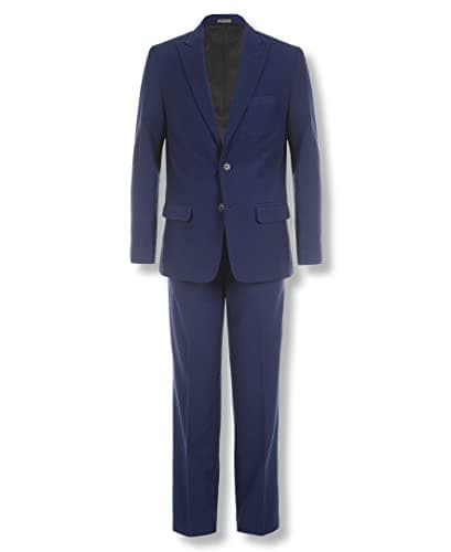 Calvin Klein Boys' 2-Piece Formal Suit Set, Includes Single Breasted Jacket & Straight Leg Dress Pants with Belt Loops & Functional Pockets, Infinity Blue, 18