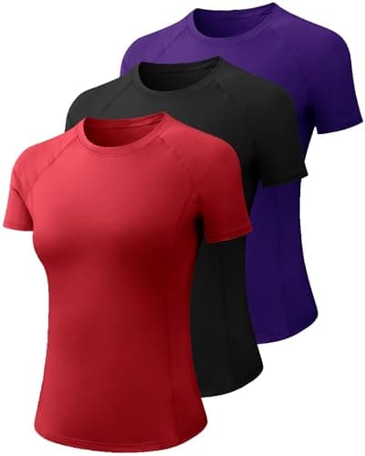 SPVISE 3 Pack Women Workout Short Sleeve Shirts Athletic Compression Tee Dry Fit Yoga Gym Hiking T-Shirt Acitve Basic Tops