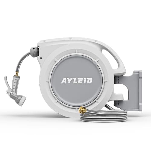 Ayleid Retractable Rubber Hybrid Garden Hose Reel, 1/2"x65ft Wall Mount