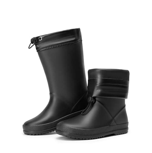 DREAM PAIRS Kids Rain Boots Boys Girls Lightweight Boots Waterproof Easy-on Outdoor Playing Rain Boot Unisex-Child,Size 8 Toddler,Black,SDRB2401K