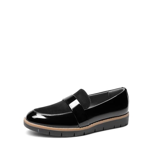 DREAM PAIRS Women's Loafers, Slip-On Business Casual Work Shoes,Size 6.5,Black-Pat,DWUMLS2506