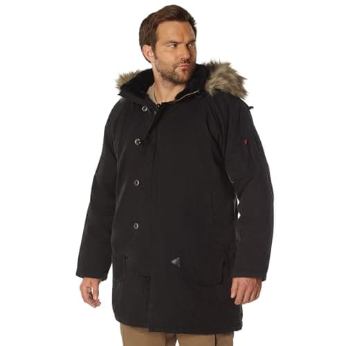 Rothco Vintage N-3B Parka – Comfortable Warm Winter Outdoor Hooded Cold Weather Coat, Black, 3XL