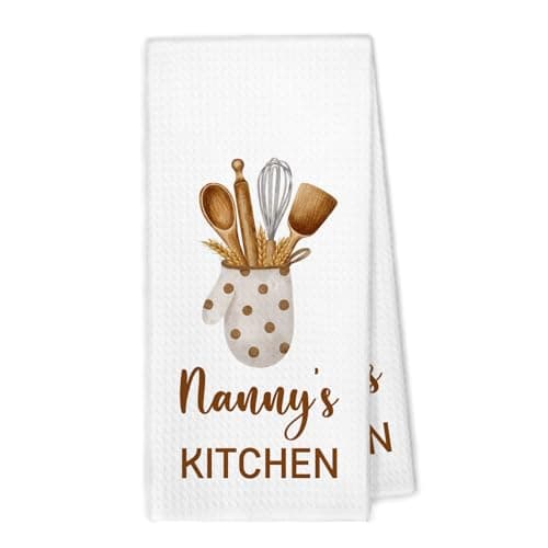 XBBMGG Nanny Gifts Kitchen Towels, Nanny Gifts for Mother's Day Dish Hand Tea Towels, Best Grandma Grandmother Gift from Grandkids Grandson Granddaughter Decorative Towels for Kitchen, 16x24 Inch
